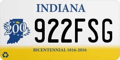 IN license plate 922FSG