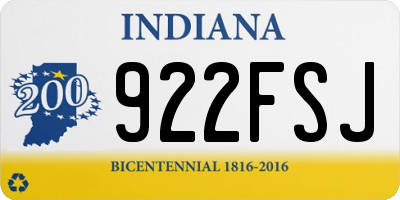 IN license plate 922FSJ