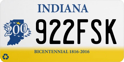 IN license plate 922FSK