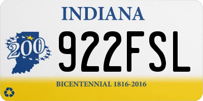 IN license plate 922FSL