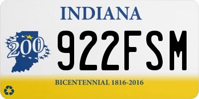 IN license plate 922FSM