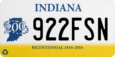 IN license plate 922FSN