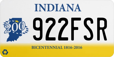 IN license plate 922FSR