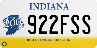 IN license plate 922FSS