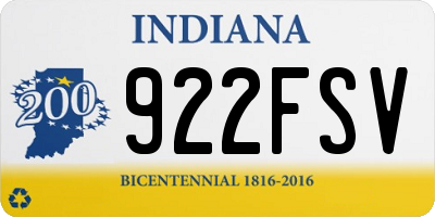 IN license plate 922FSV