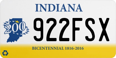 IN license plate 922FSX