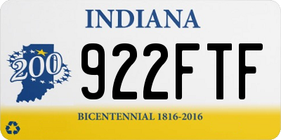 IN license plate 922FTF