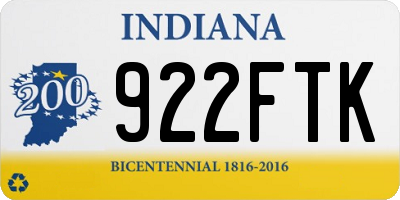 IN license plate 922FTK