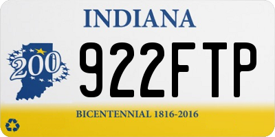 IN license plate 922FTP