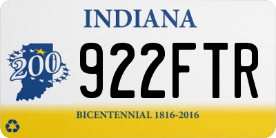 IN license plate 922FTR