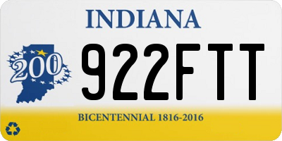 IN license plate 922FTT