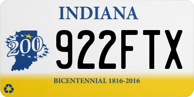 IN license plate 922FTX