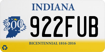 IN license plate 922FUB
