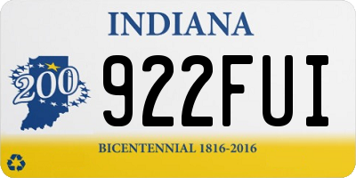 IN license plate 922FUI