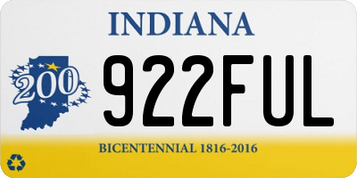 IN license plate 922FUL