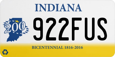 IN license plate 922FUS
