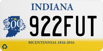 IN license plate 922FUT