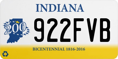 IN license plate 922FVB