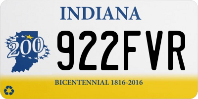 IN license plate 922FVR