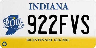 IN license plate 922FVS