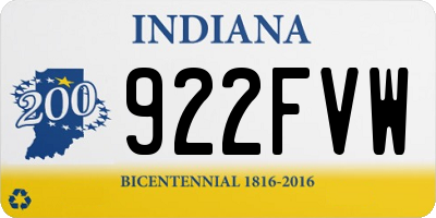 IN license plate 922FVW