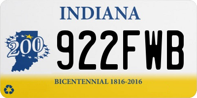 IN license plate 922FWB