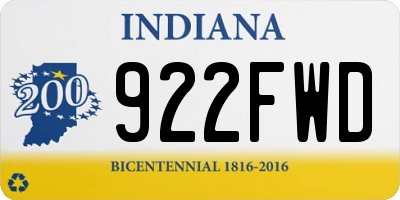 IN license plate 922FWD