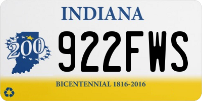 IN license plate 922FWS