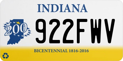 IN license plate 922FWV