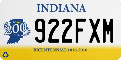 IN license plate 922FXM