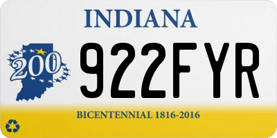 IN license plate 922FYR