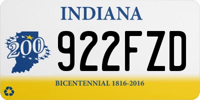 IN license plate 922FZD