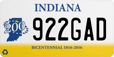 IN license plate 922GAD