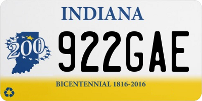 IN license plate 922GAE