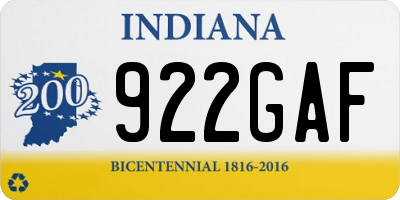 IN license plate 922GAF
