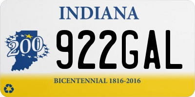 IN license plate 922GAL