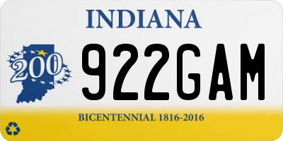 IN license plate 922GAM