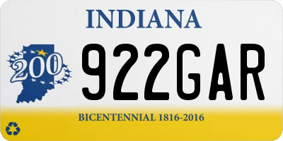 IN license plate 922GAR