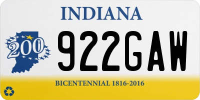 IN license plate 922GAW
