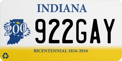 IN license plate 922GAY