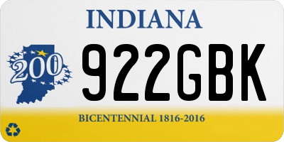 IN license plate 922GBK