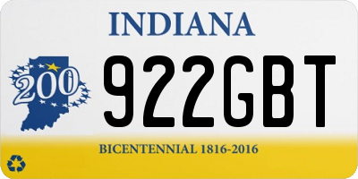 IN license plate 922GBT