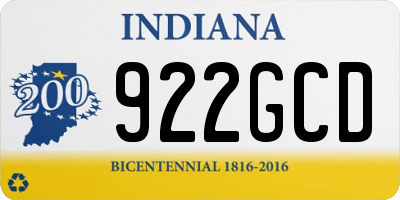 IN license plate 922GCD