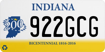 IN license plate 922GCG