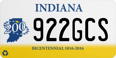 IN license plate 922GCS