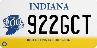 IN license plate 922GCT