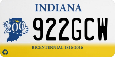 IN license plate 922GCW