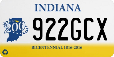 IN license plate 922GCX