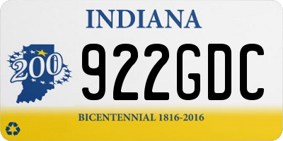 IN license plate 922GDC