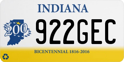 IN license plate 922GEC